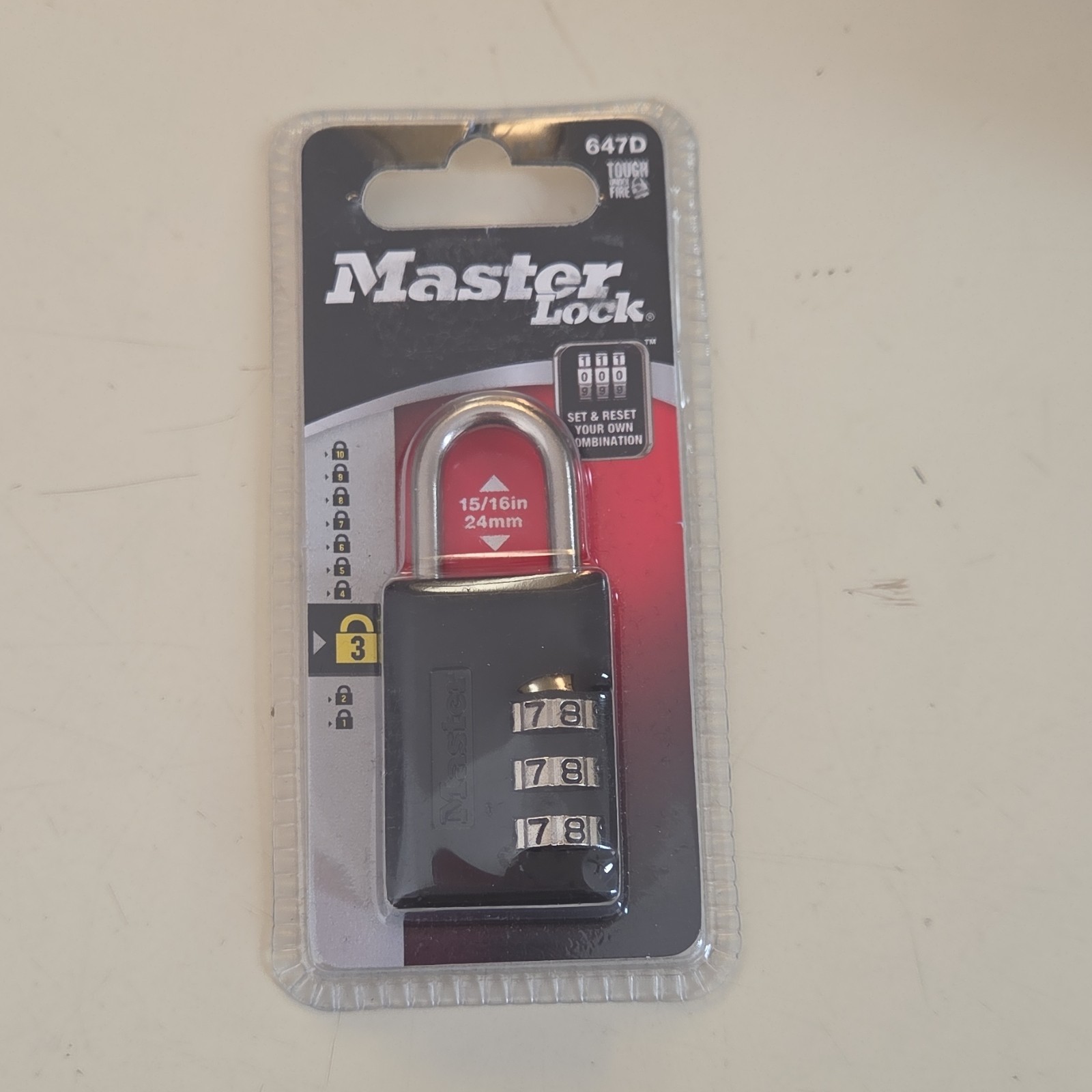 Master Lock 647D Resettable Combination Padlock 15/16 in Shackle Height
