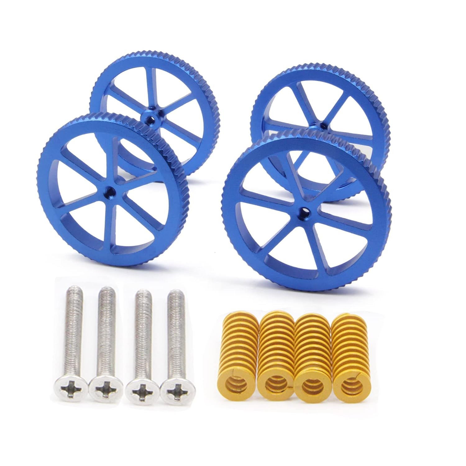 Upgraded Blue Aluminum Hand Twist Knobs Leveling Nuts Wheels Diameter 60Mm+Hot B