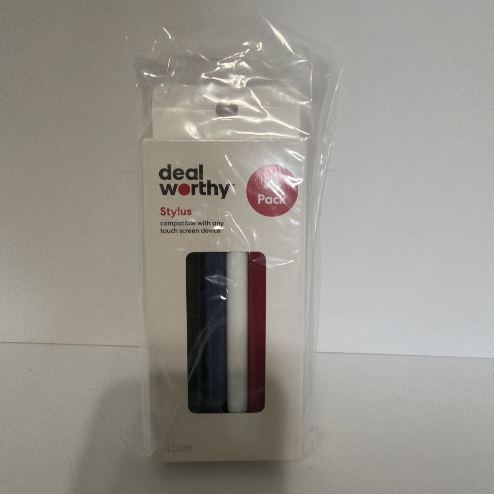 Deal Worthy Stylus Pens 4 Pack – Blue/Black/Red/White - New
