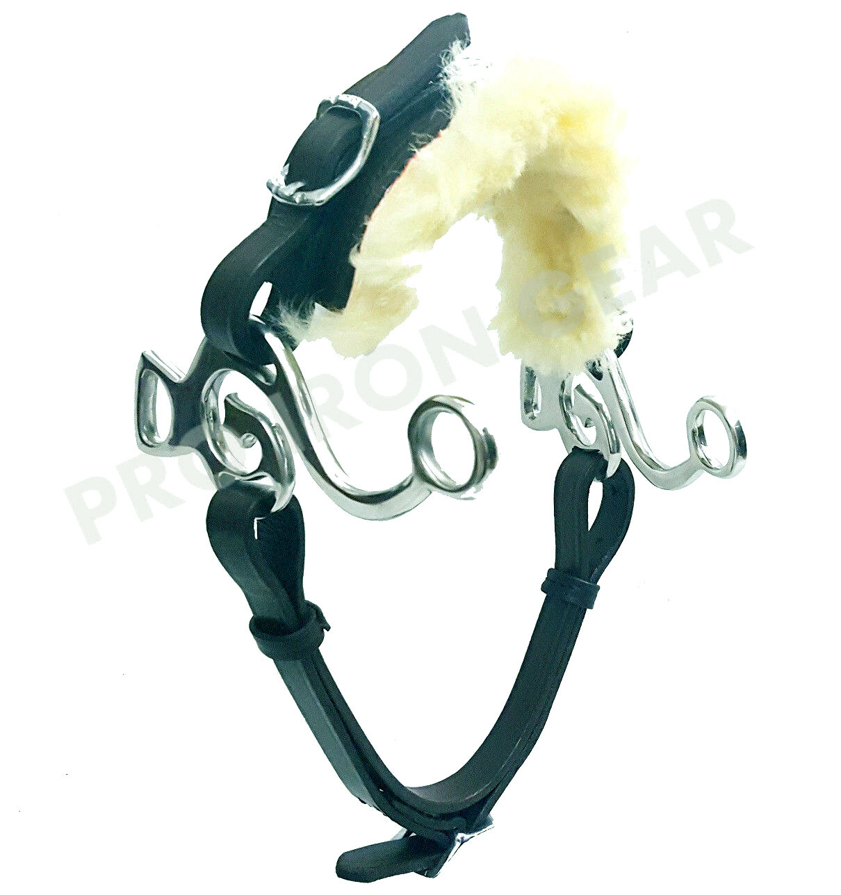 Hackamore Bitless Horse Bit English Western Adjustable Leather (BLACK)