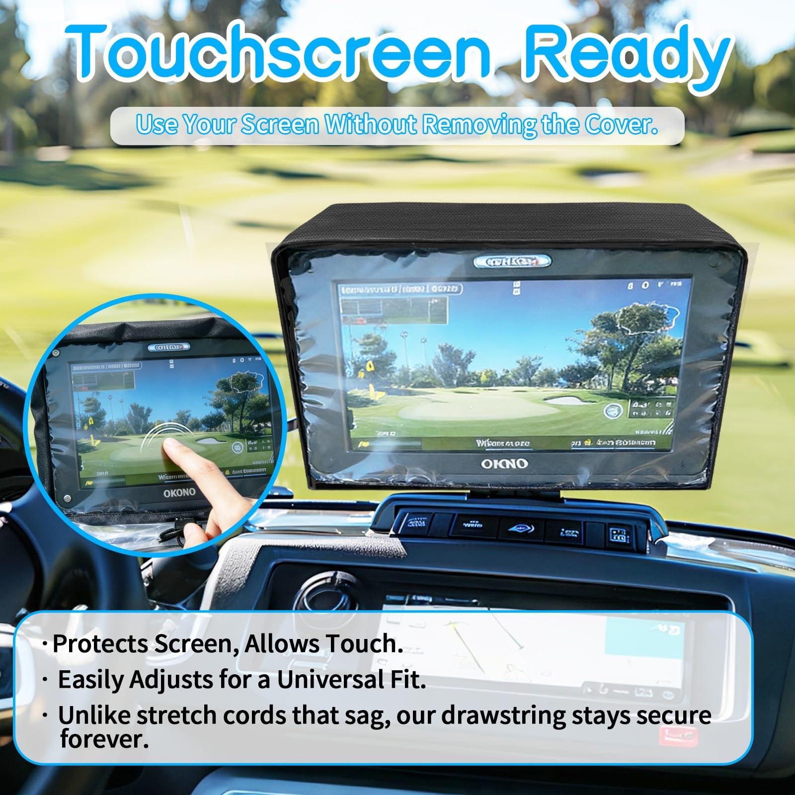 LIXOOMER Golf Cart Screen Cover for Convenient Touchscreen Use, black