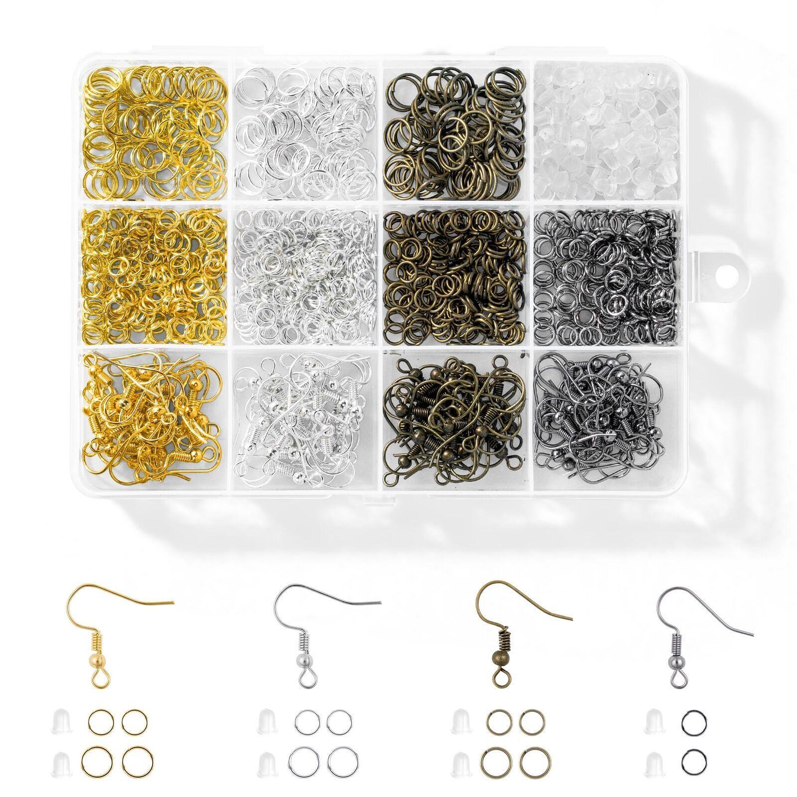 Nkwuire 4 Colors Earring Hooks 890 Pcs Earring Making Supplies Kit with Hypoa...