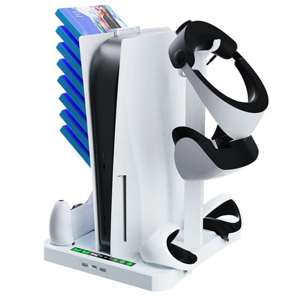 Charging Station with Cooling Fan Charger Headset Game Disk Rack for PS5 PS VR2