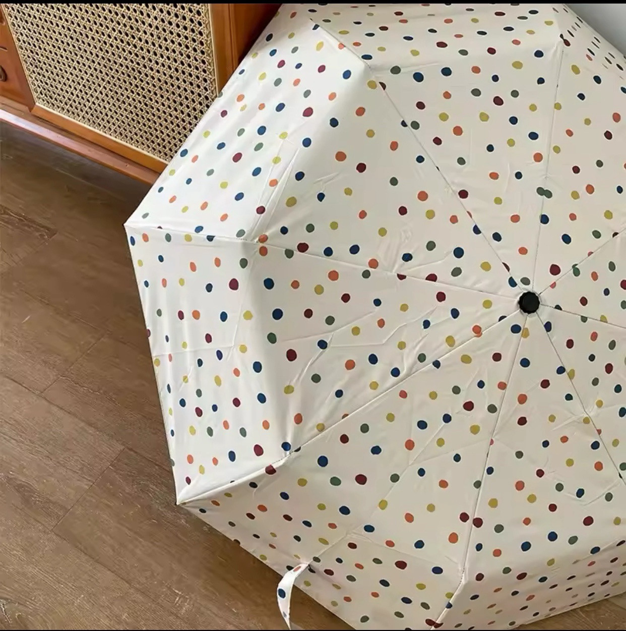 Polka dot vinyl automatic umbrella Sun with UV protection