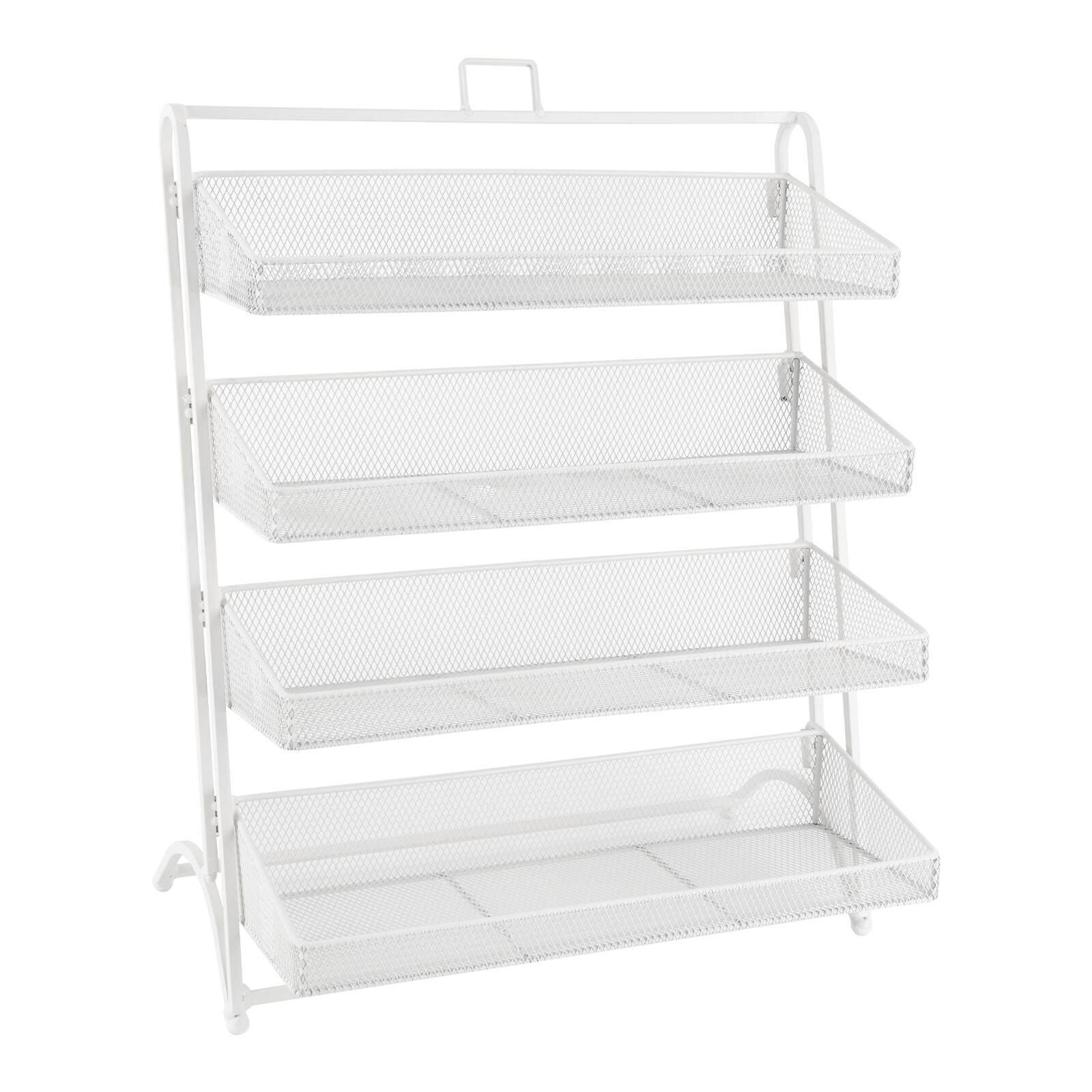 4 Tiers White Retail Store Candy Display Rack Shelving Snack Storage Organizers