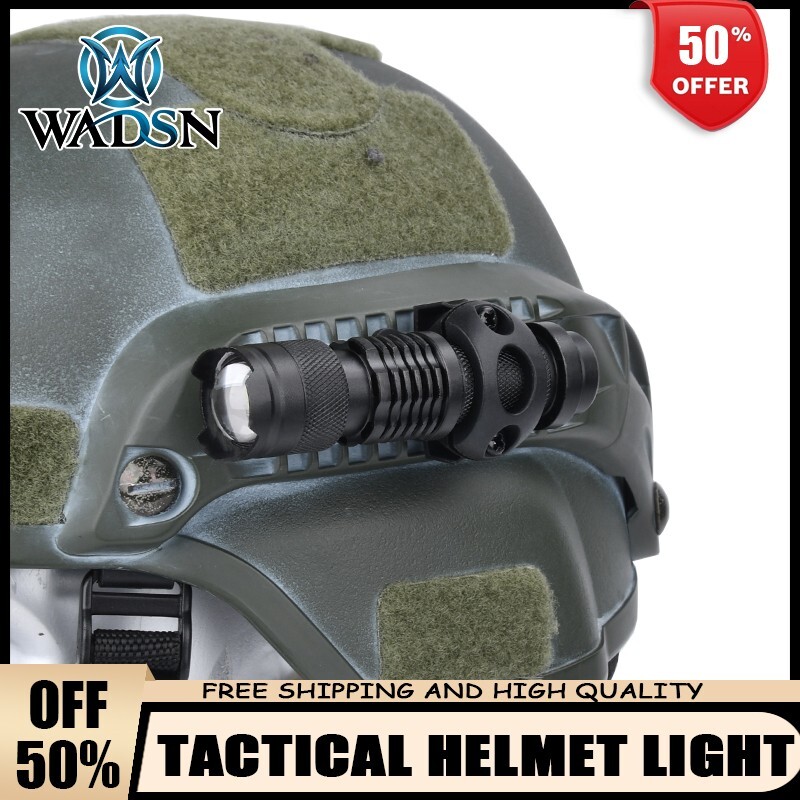Tactical Helmet Light Mini Flashlight Telescopic Zoom Hunting FAST Helmet Lamp