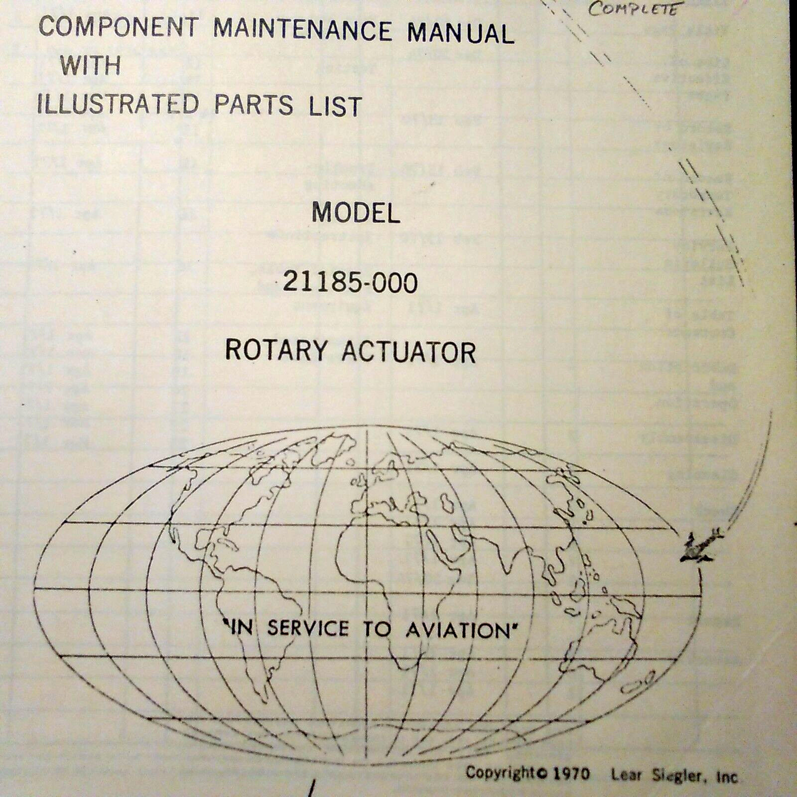 LSI Lear Siegler Rotary Actuator 21185-000 Service Parts Manual