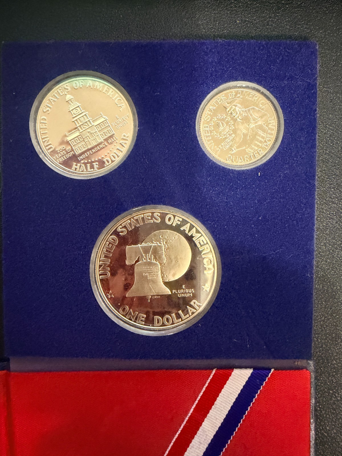 1776-1976 U.S. Bicentennial SILVER PROOF 3-Coin Set 40% silver