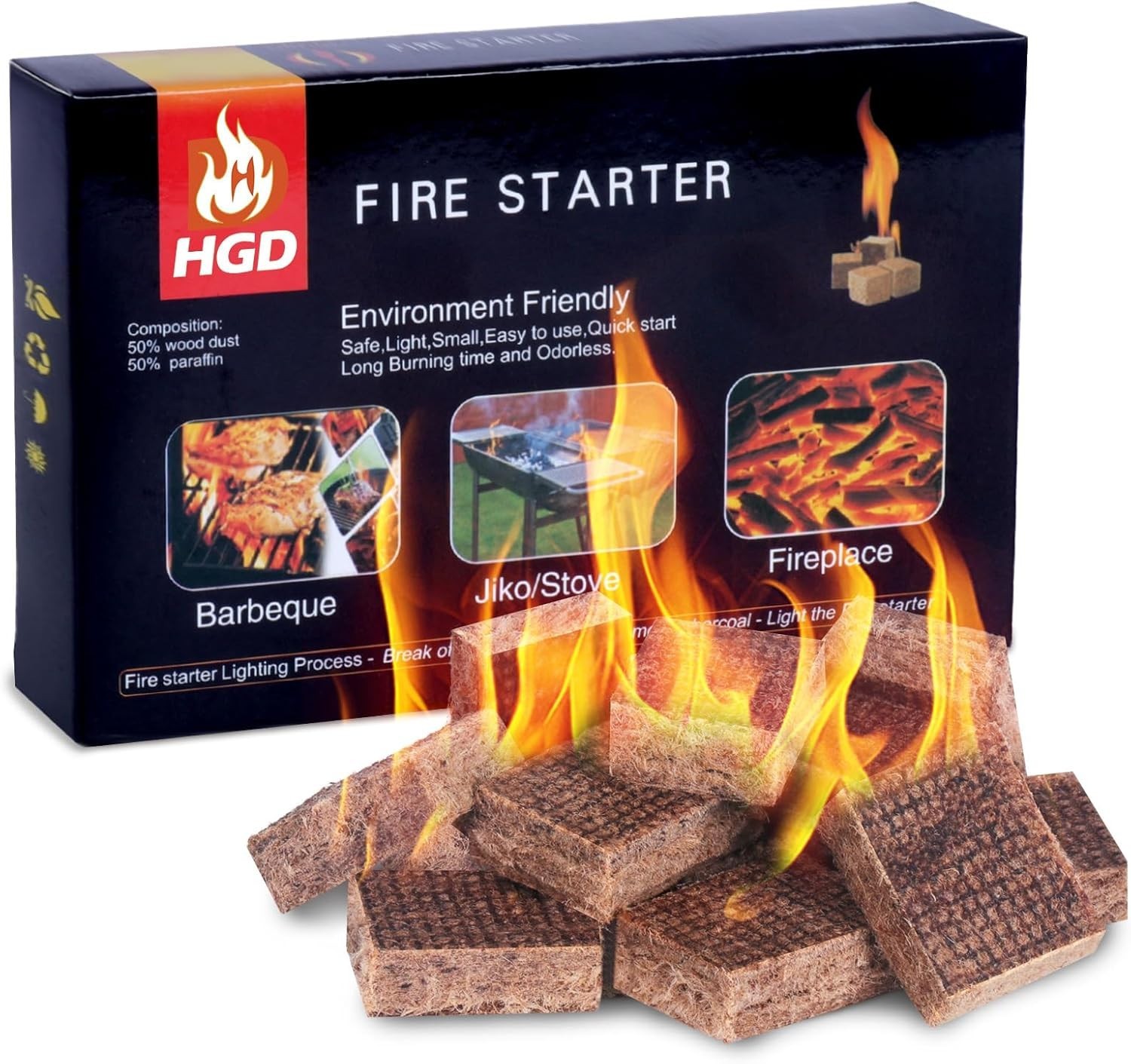 Water-Resistant Fire Starters - 32 Piece Eco-Friendly Camping Essentials