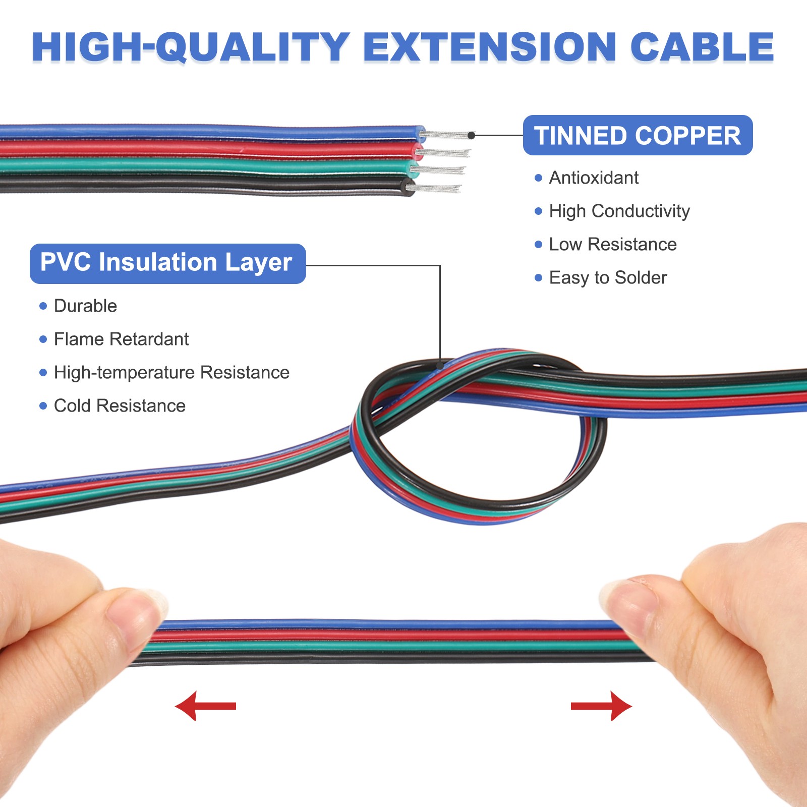 32.8ft 24 Gauge 4 Conductor Electrical Wire Tinned Copper Cable