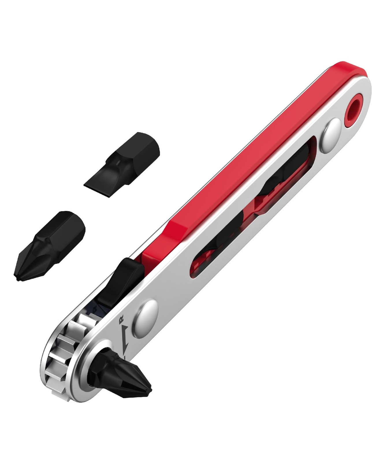 Bates Mini Ratchet Wrench, 1/4" Magnetic 90 Degree Screwdriver, 1 pcs, Red