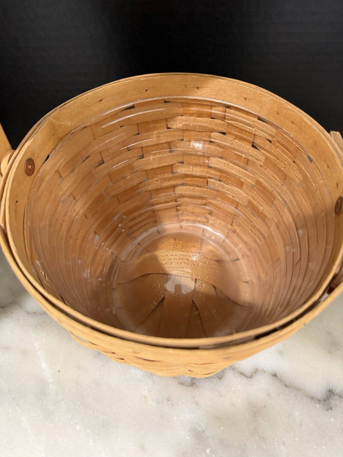 Longaberger Round 7” Basket with Handle and Liner
