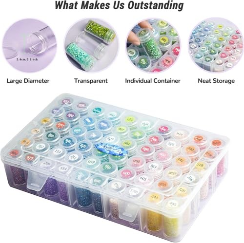 Diamond Painting Storage Containers, 60 Grid Bead Organizer & Labels for