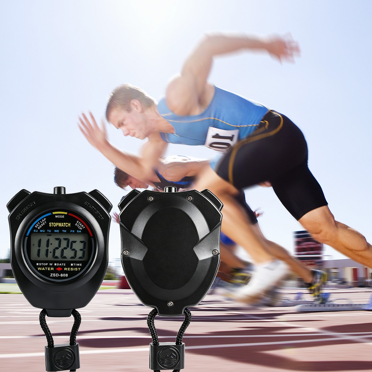 NEW Heavy Duty Waterproof Digital Stopwatch Multi-function LCD Chronograph Timer