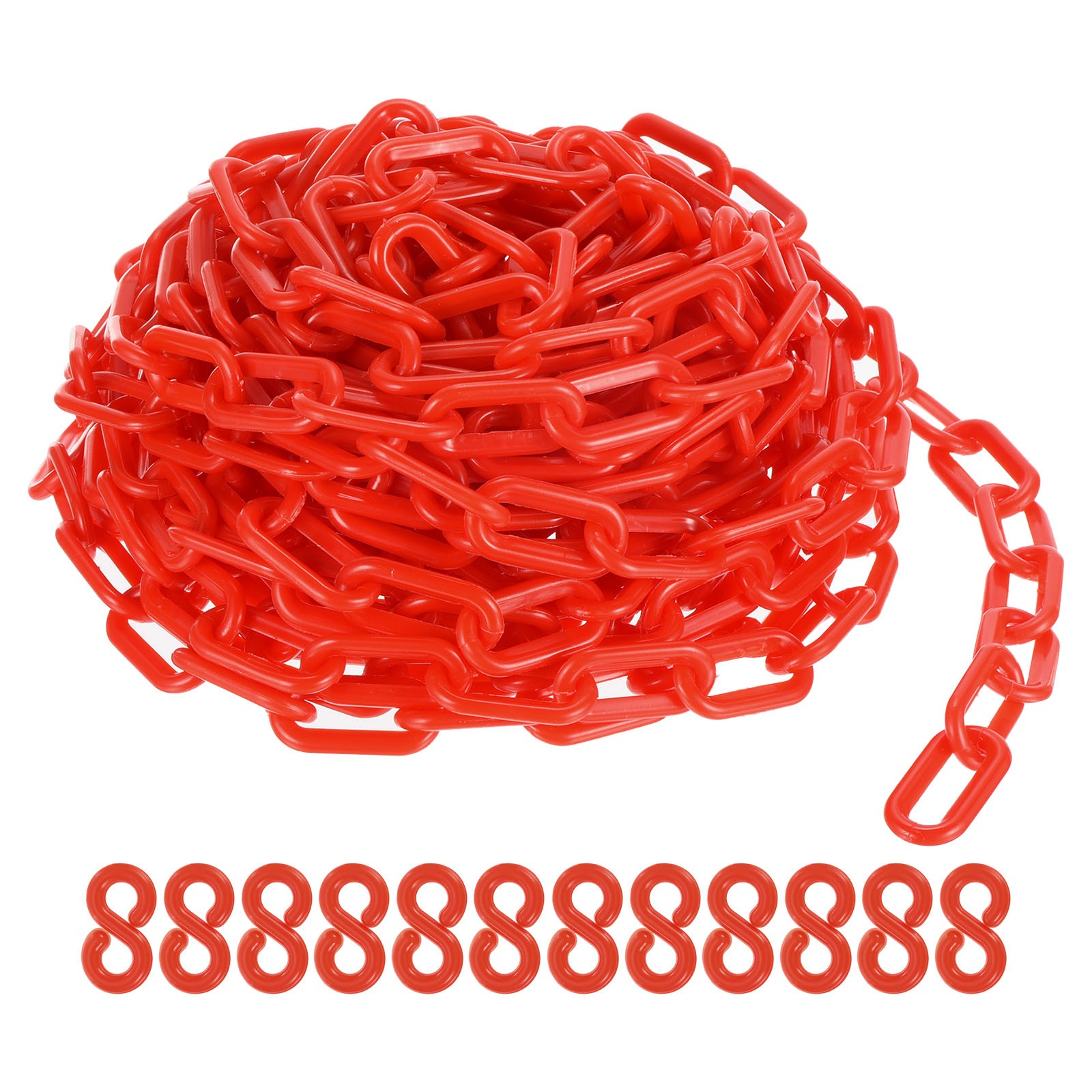 Plastic Chain Links, 50 Foot Safety Barrier Chain Red