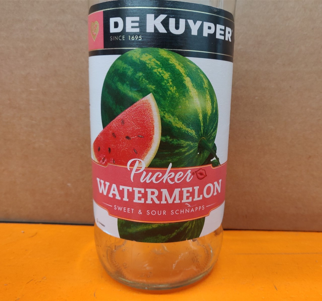 ⭐️⭐️⭐️⭐️⭐️ EMPTY 1L DeKuyper Pucker Watermelon Schnapps Glass Bottle for Crafts