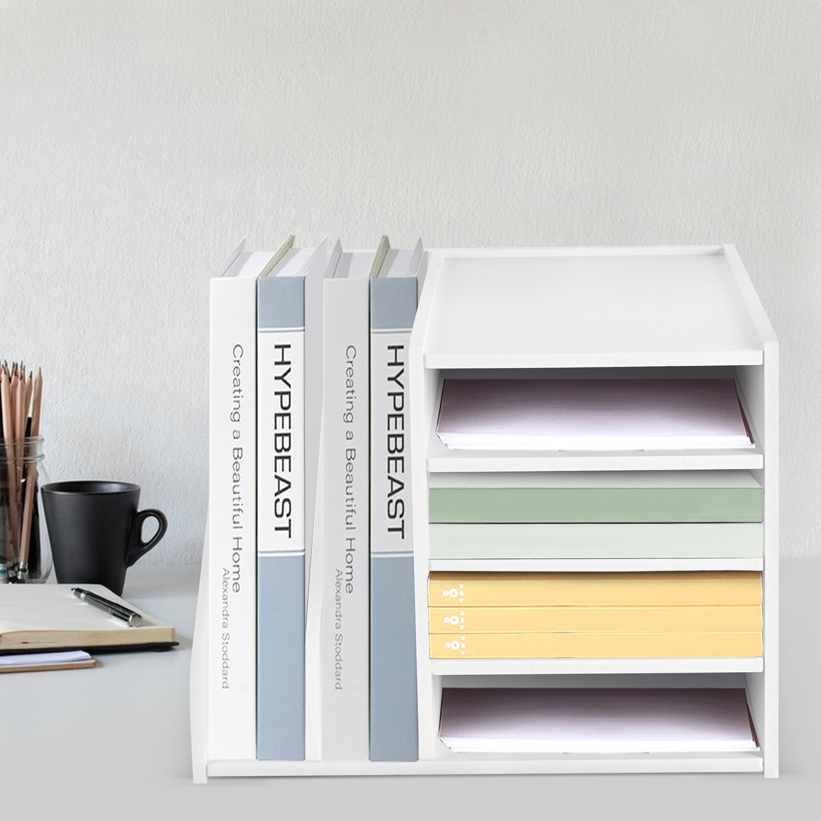 6-Tier PVC File Holder Organizer with Ample Storage Space, 15.35" x 12.16"