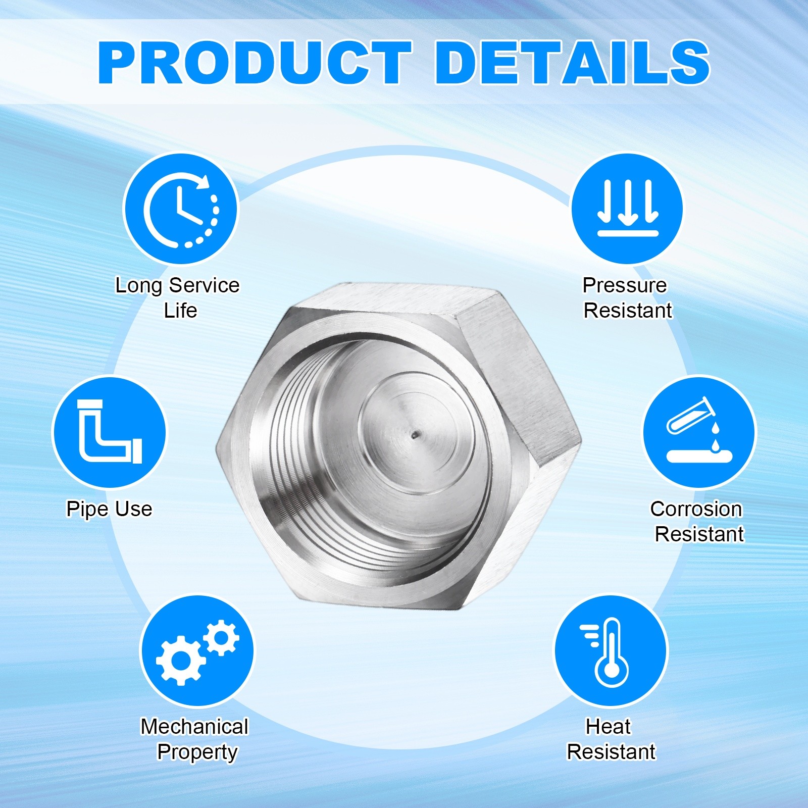 2-Pack Hex End Cap, 3/4 Inch PT Female Thread Pipe Fitting
