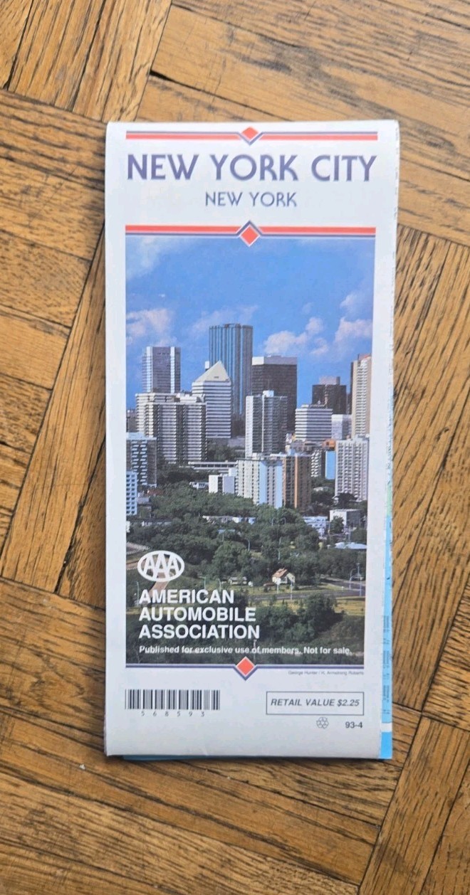 Vintage 1993 AAA New York City Street Road Map Folded Brochure