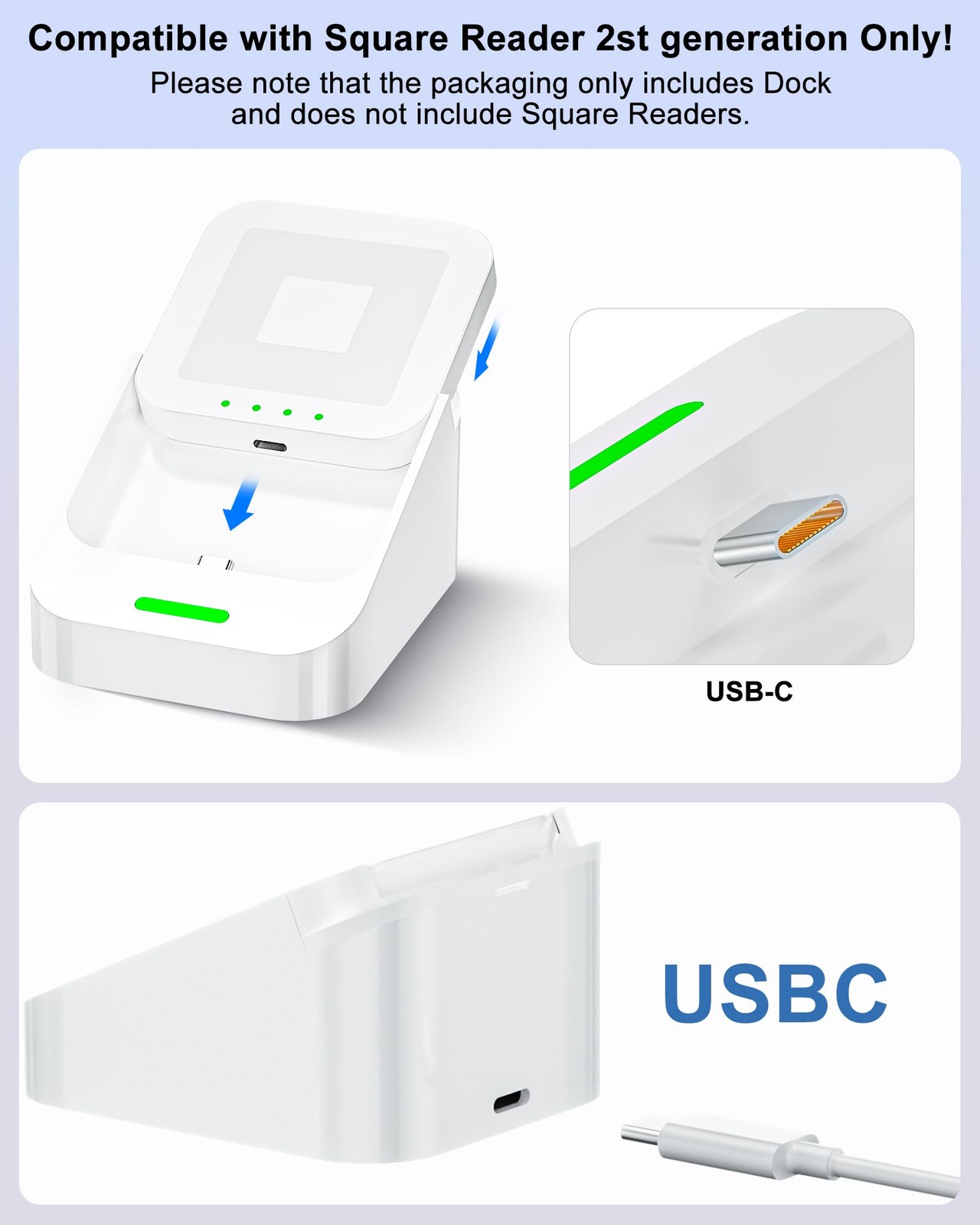 2nd-Gen Square Card Reader Stand for Square Reader Dock 2nd Generation POS S...