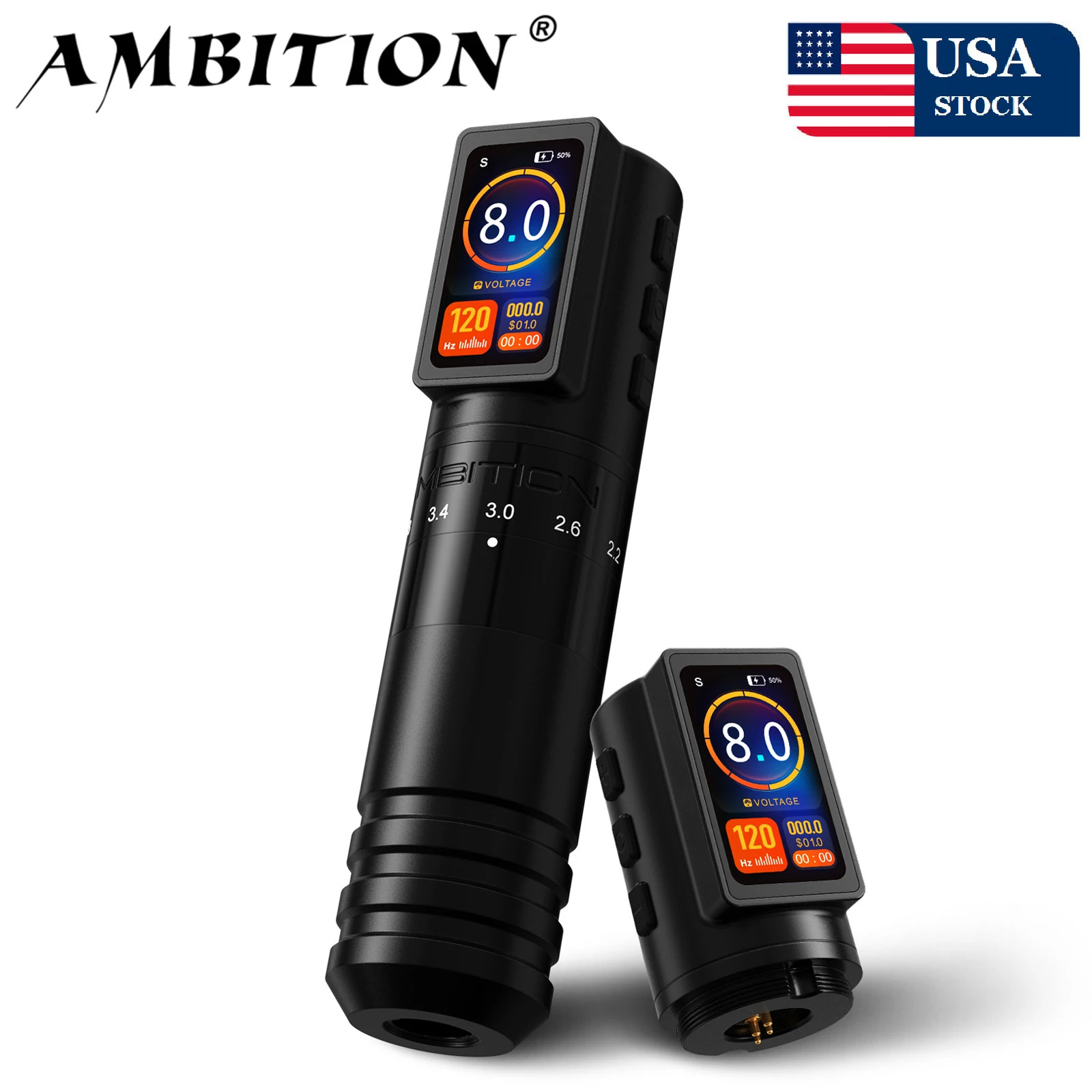 Ambition Paco Wireless Tattoo Machine Adjustable Stroke 2.2-4.2mm Coreless Motor