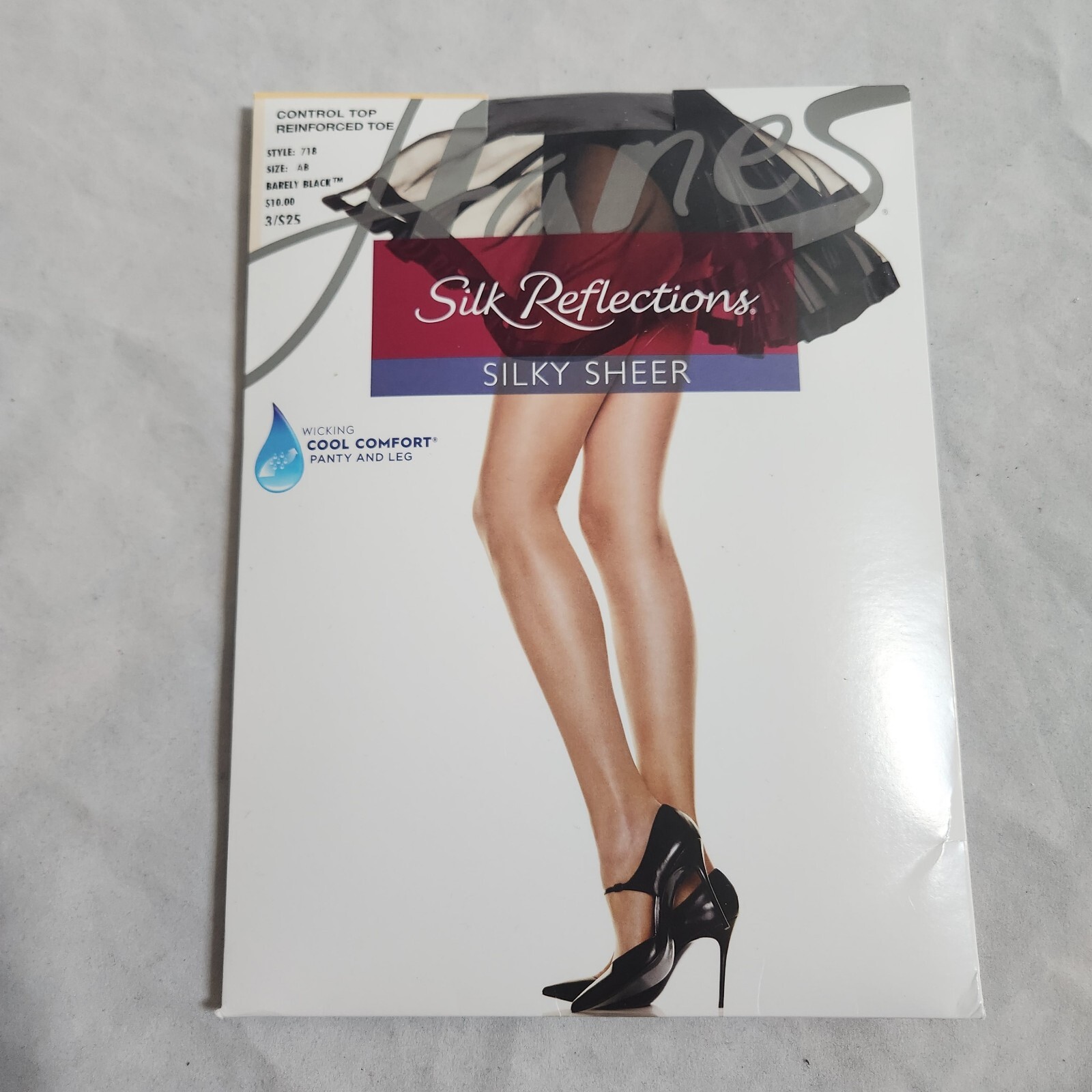 Silk Reflections Hanes Sheer Pantyhose Cool Comfort Barely Black SZ AB