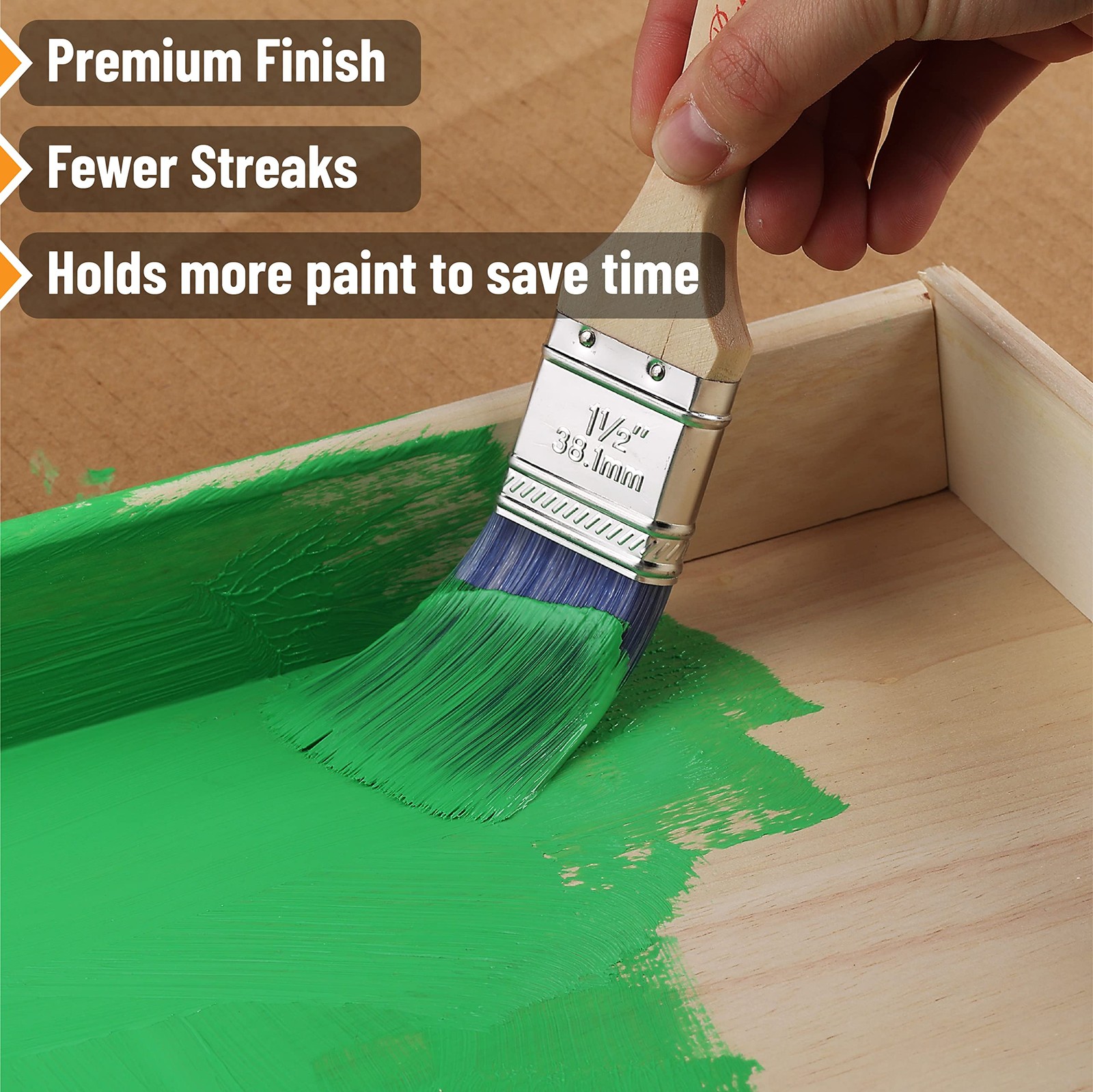 Bates Paint Brushes | 6 Pack w/ Flat & Angled Styles | Smooth Finish