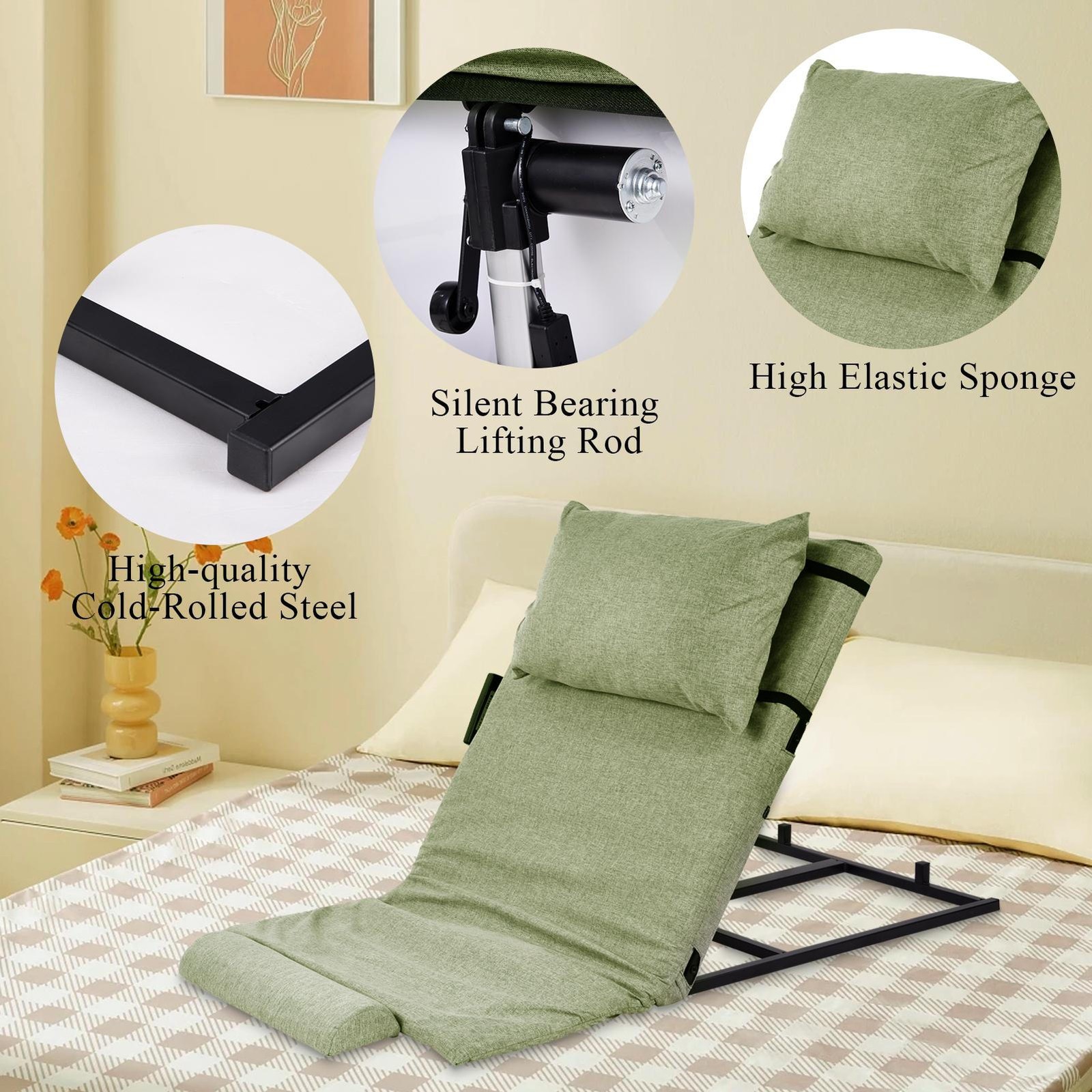 Electric Lifting Backrest 440 lbs 2-80° Adjustable Lifting Bed Backrest