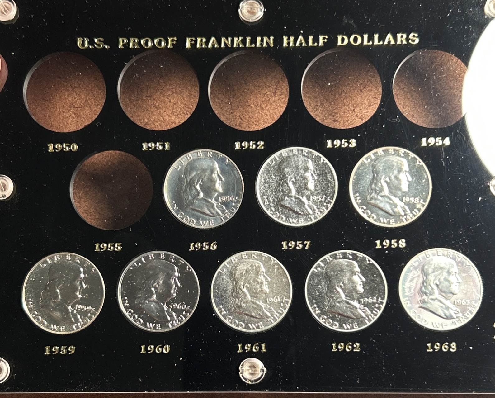 Franklin Half Dollar Proof Set 8 Of 14 Coins.  All Coins MS 65
