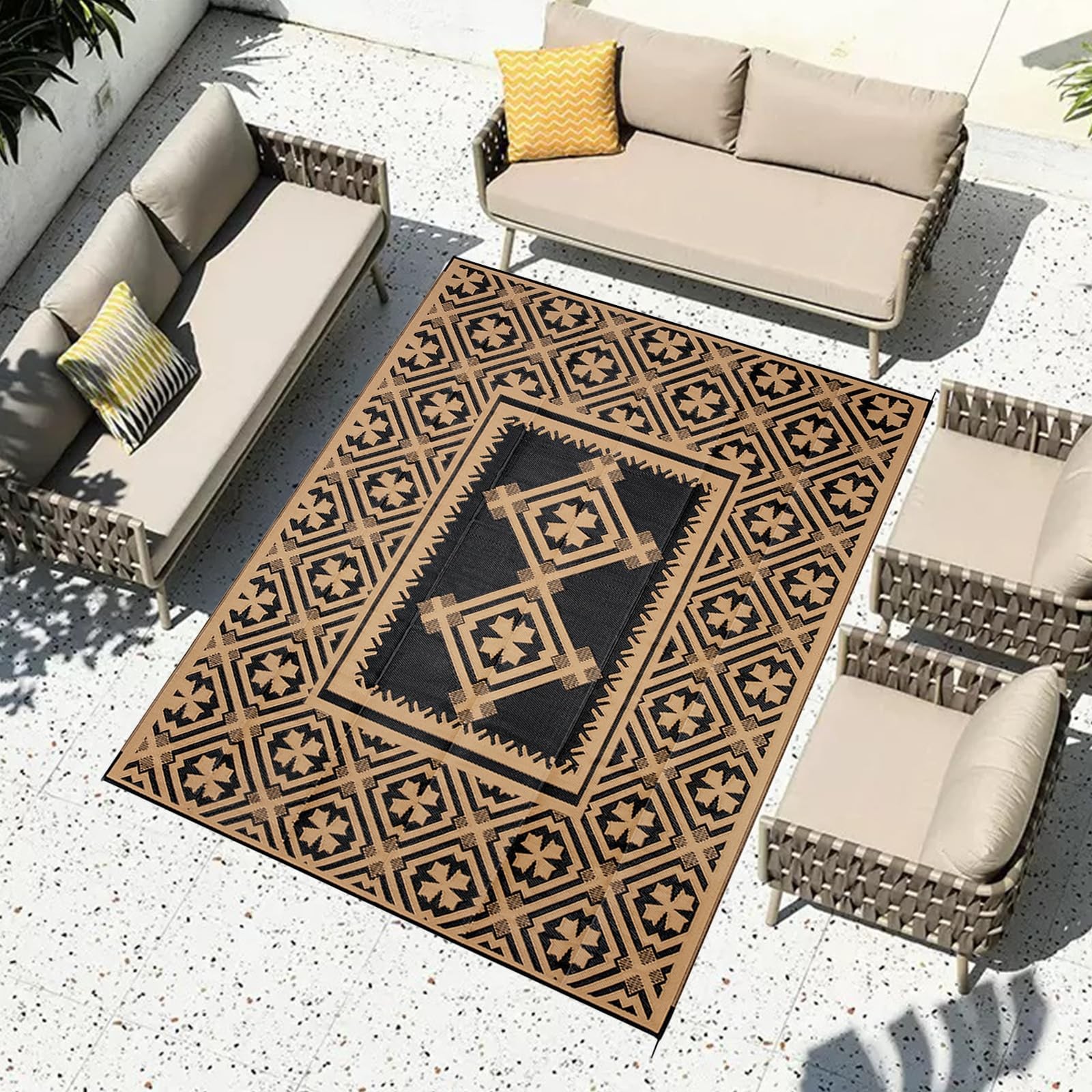 Alfolo Outdoor Rugs Clearance Waterproof Camping Rug for Outside Your Rv Plastic