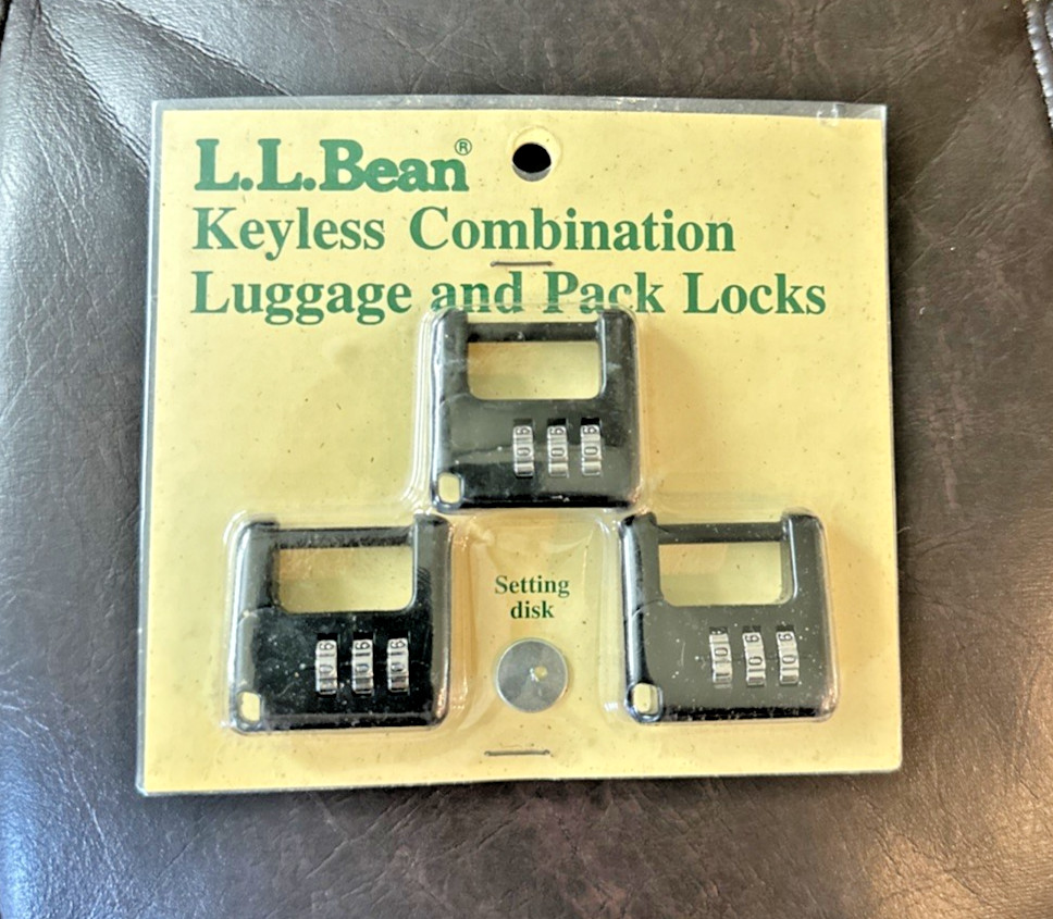Vintage L.L. Bean 3-Pack Lock Keyless Combination Luggage & Pack Locks Black