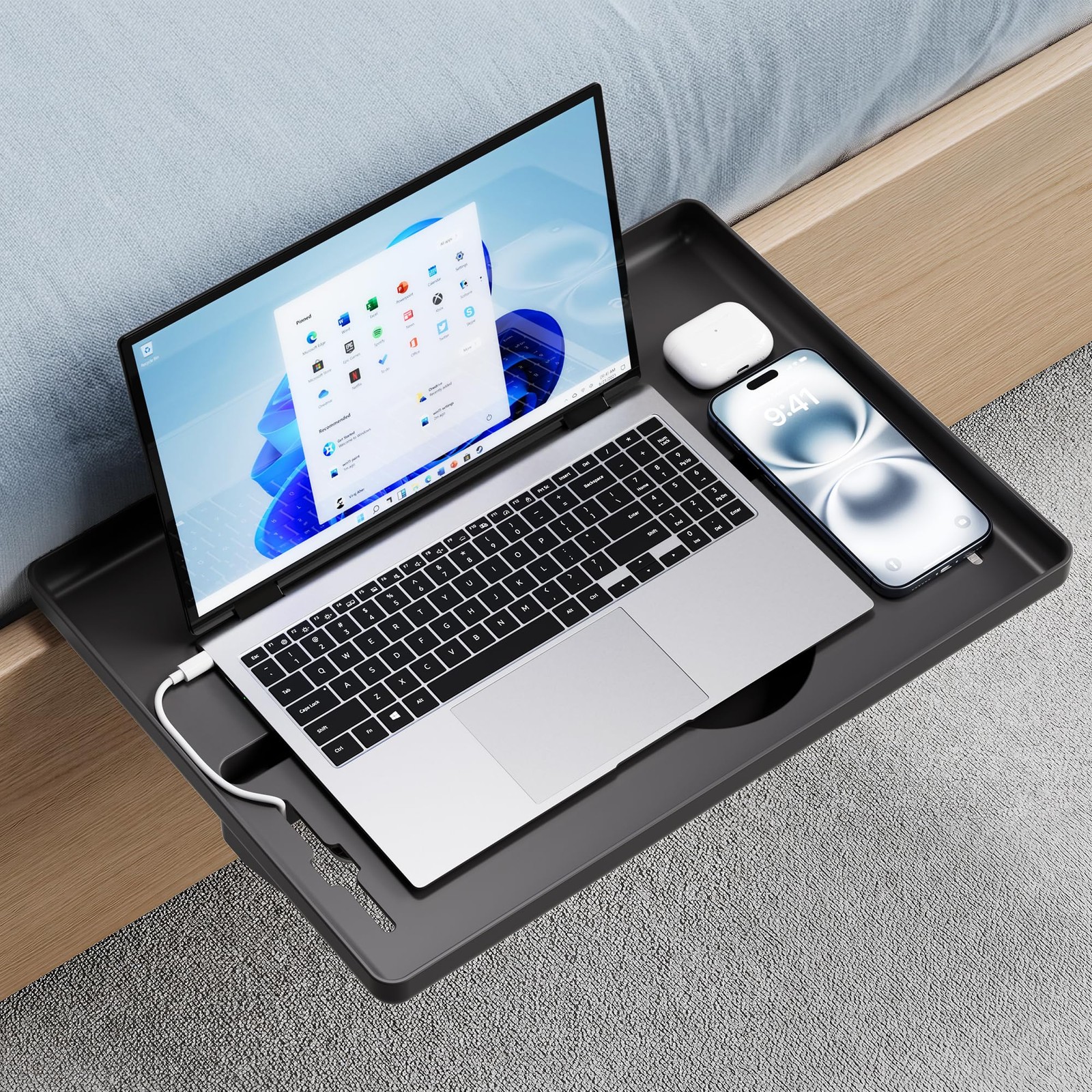 JOYMOOP Black clip-on bedside shelf for bunk beds