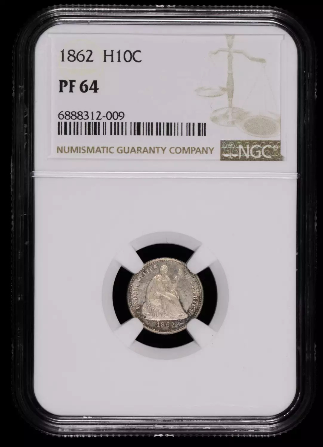 1862 Liberty Seated Half Dime NGC PF-64 Proof