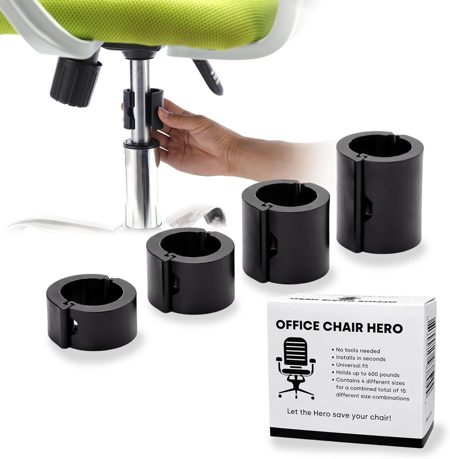 Office Chair Hero Fix Attaches Clamps to Large Cylinder Piston Stops Your Cha...