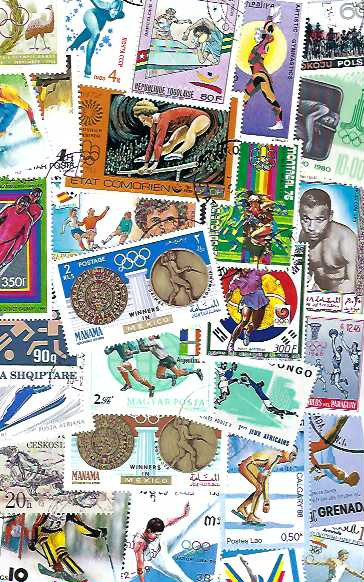 50 Sports on Stamps • All Different • Includes Large and Medium Stamps Only