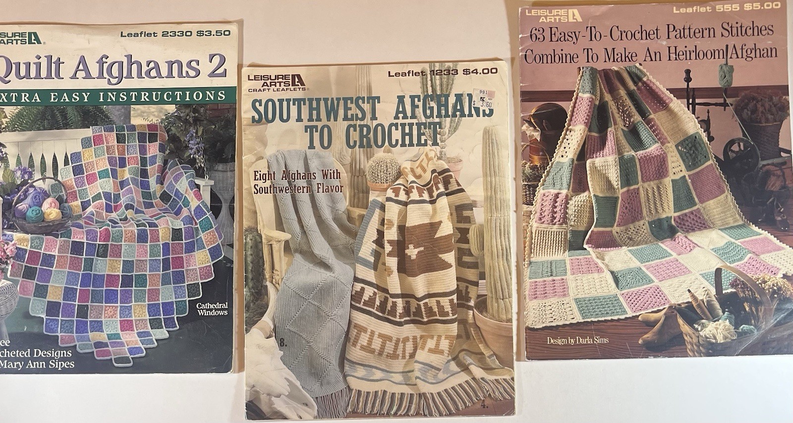 Crochet Afghan Pattern Book Lot 3 Quilt Afghans Southwest Heirloom Throws
