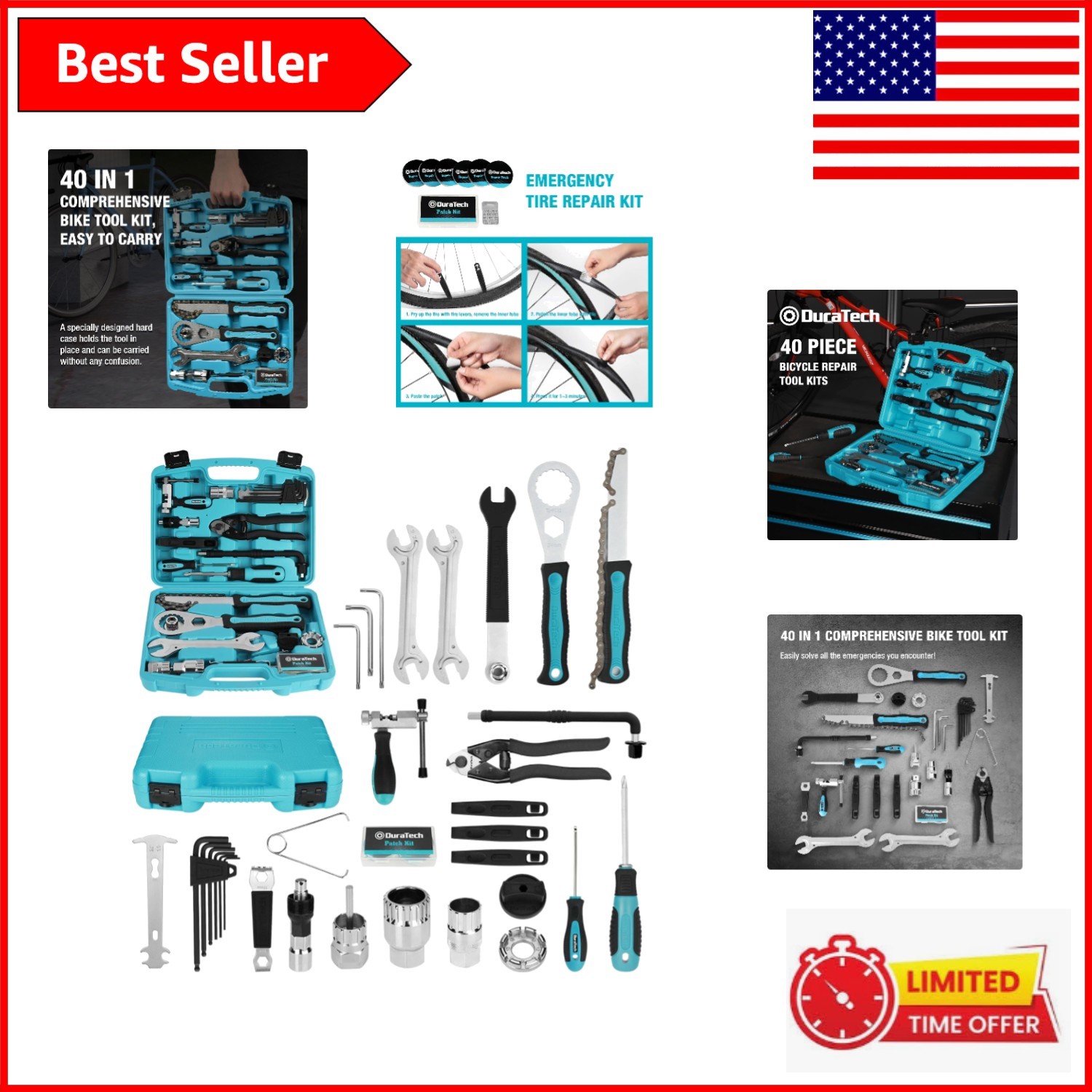 Comprehensive 40PC Bike Repair Kit - Carbon Steel Tools for Every Cyclist