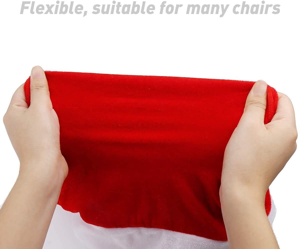 CCINEE 6PCS Christmas Chair Covers,Santa Claus Hat 60 × 50 cm, Red - 6 Pieces