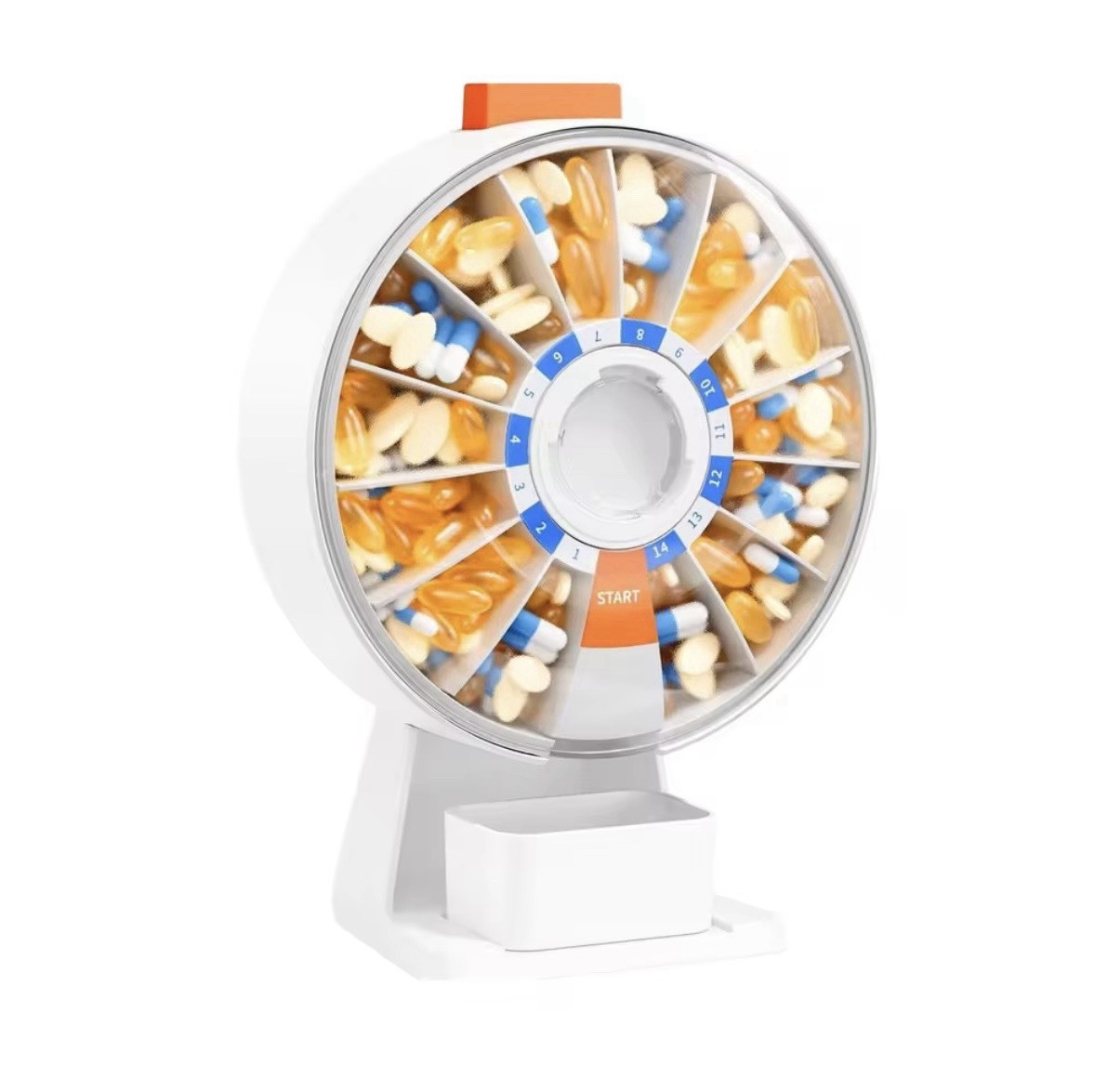 Daily Pill Organizer 14 Day Large Capacity Pill Dispenser Wall Mounted or Stand