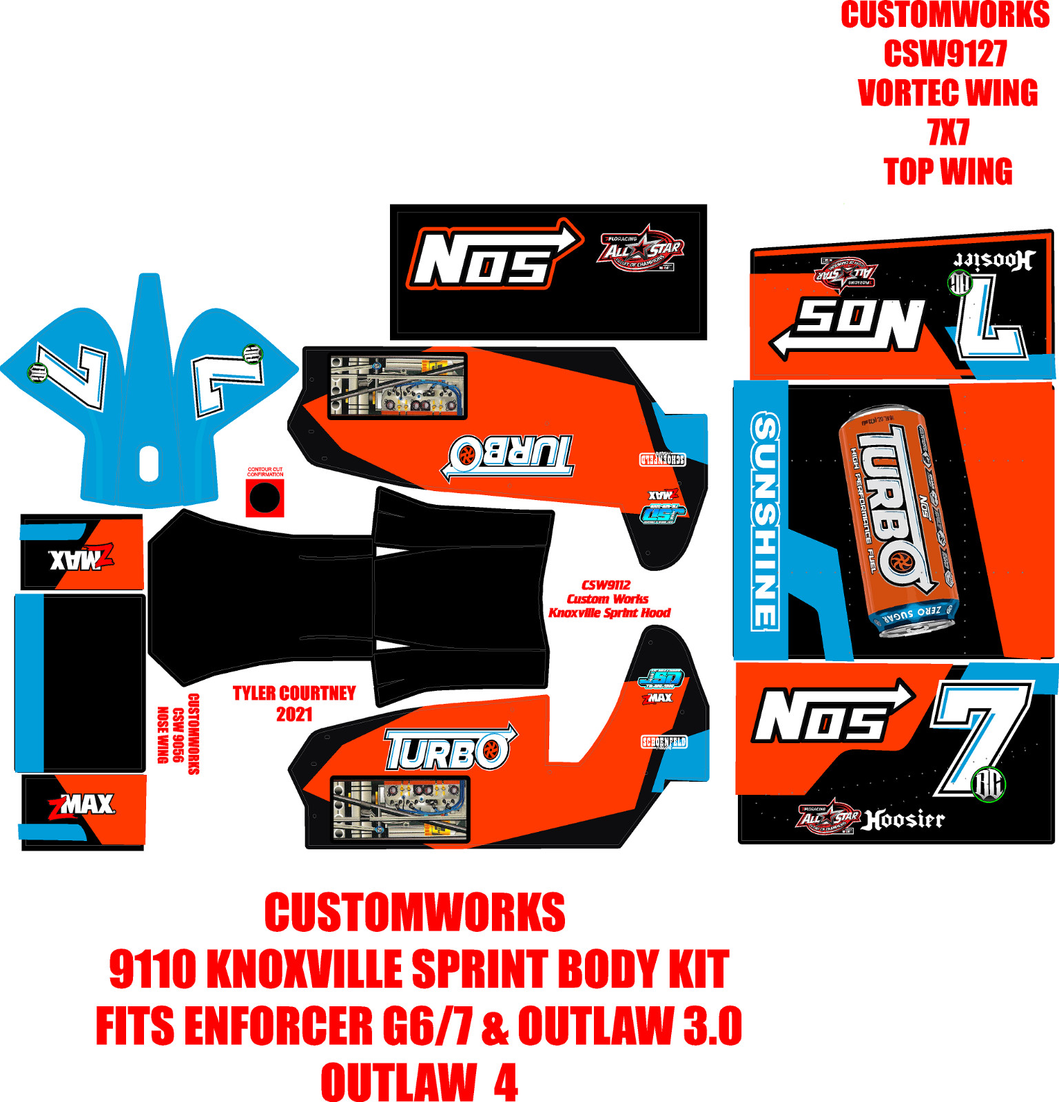 CUSTOMWORKS KNOXVILLE  SPRINT CAR 9110 TC2021 THEME WRAP KIT