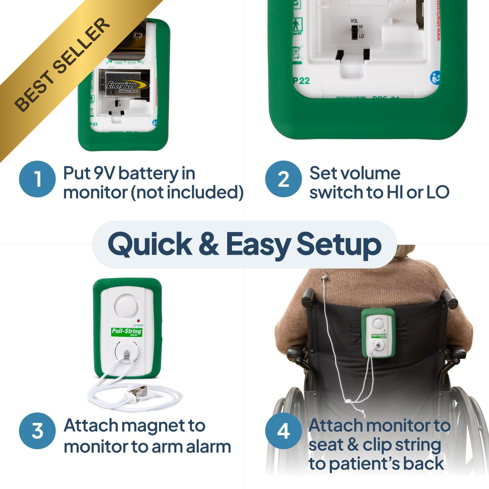Smart Caregiver BPS-01 Pull String Fall Alarm Anti Wandering Safety Alert System