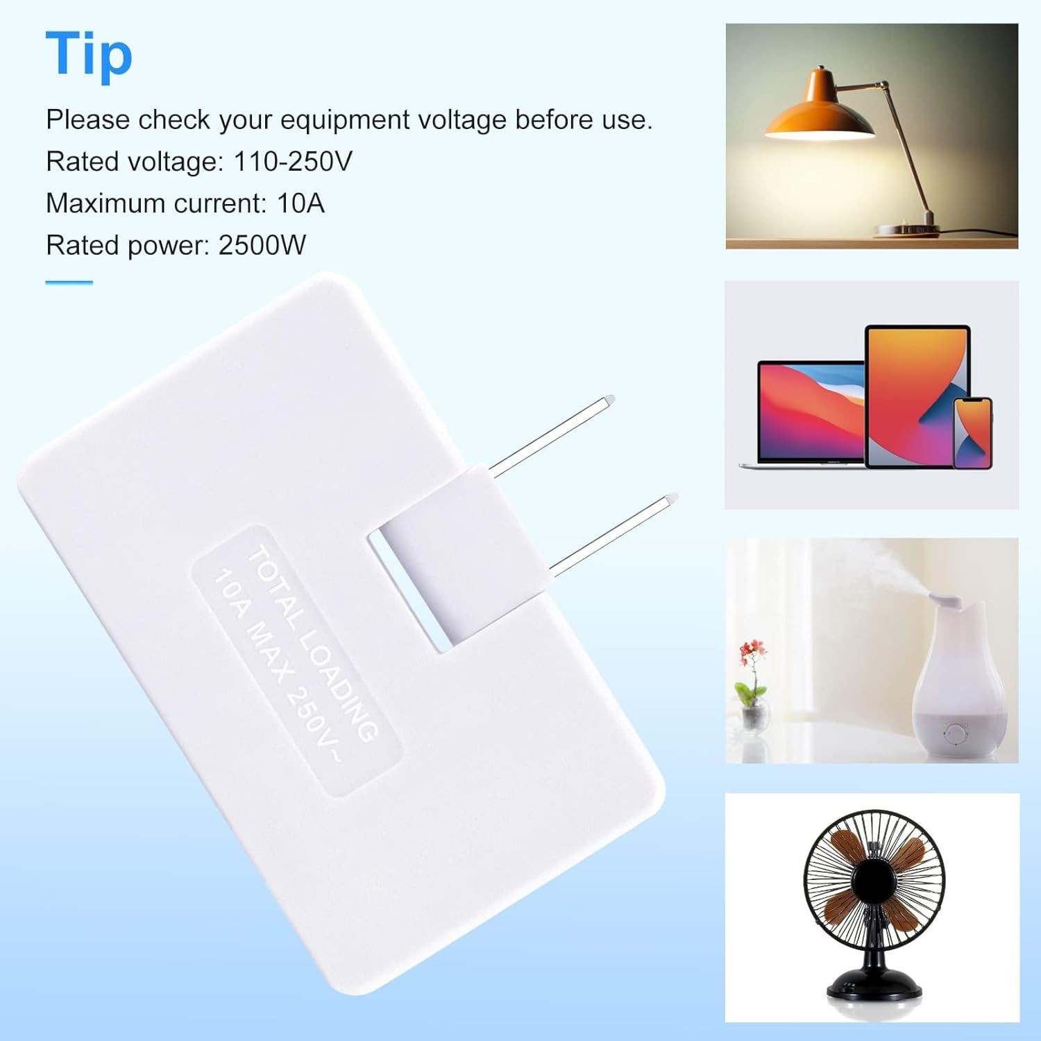 3 Pack AC Flat Wall Outlet Extender Flat Plug Adapter Outlet, Fold-Able