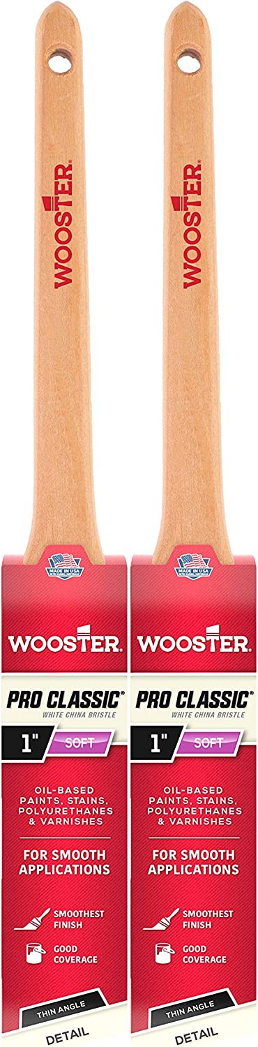Wooster 1" Pro Classic China Bristle Angle Sash Paintbrush 2-Pack, Z1216-1-2PK