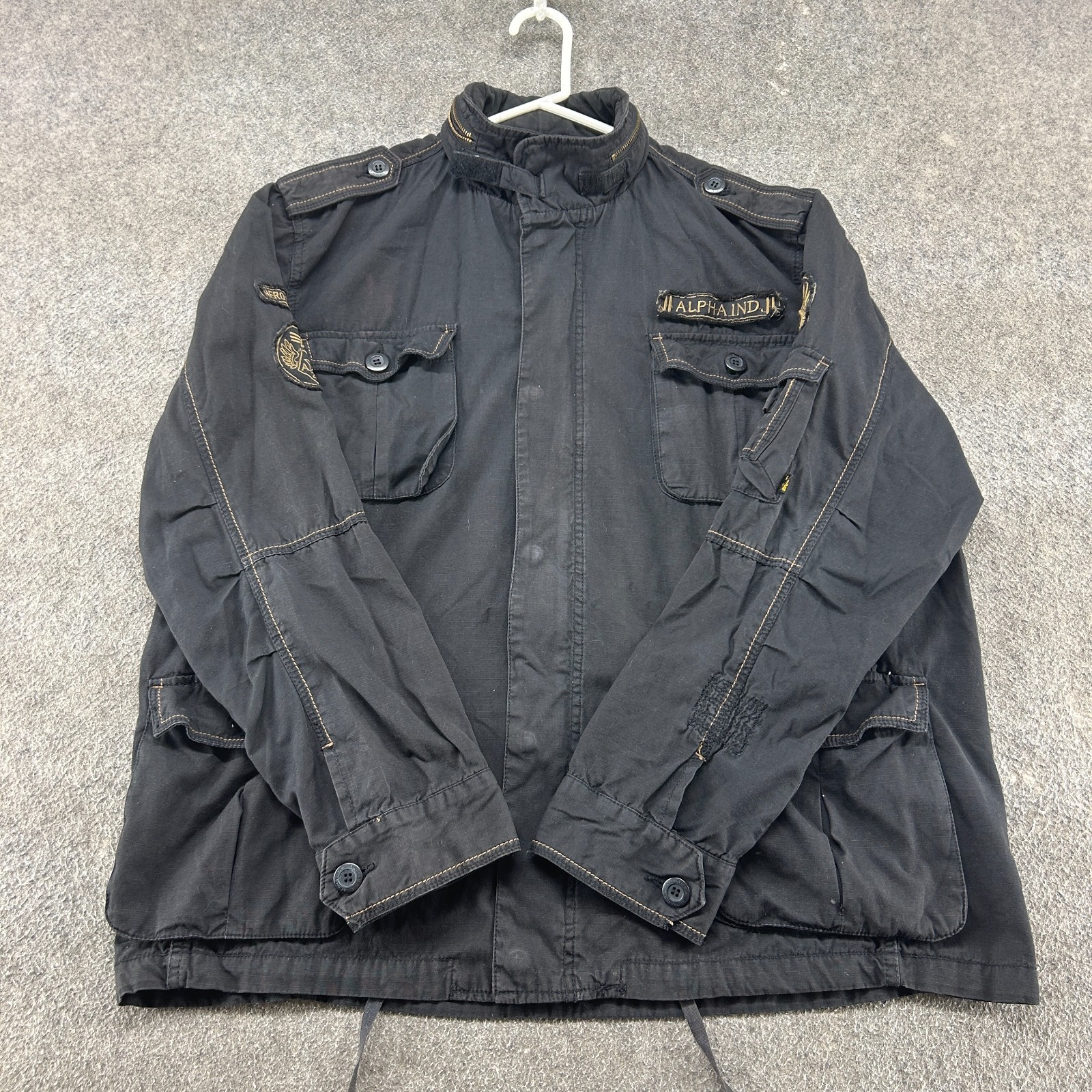 US Army Jacket 2XL Black Cold Weather Field M65 Alpha Industries Retro Coat
