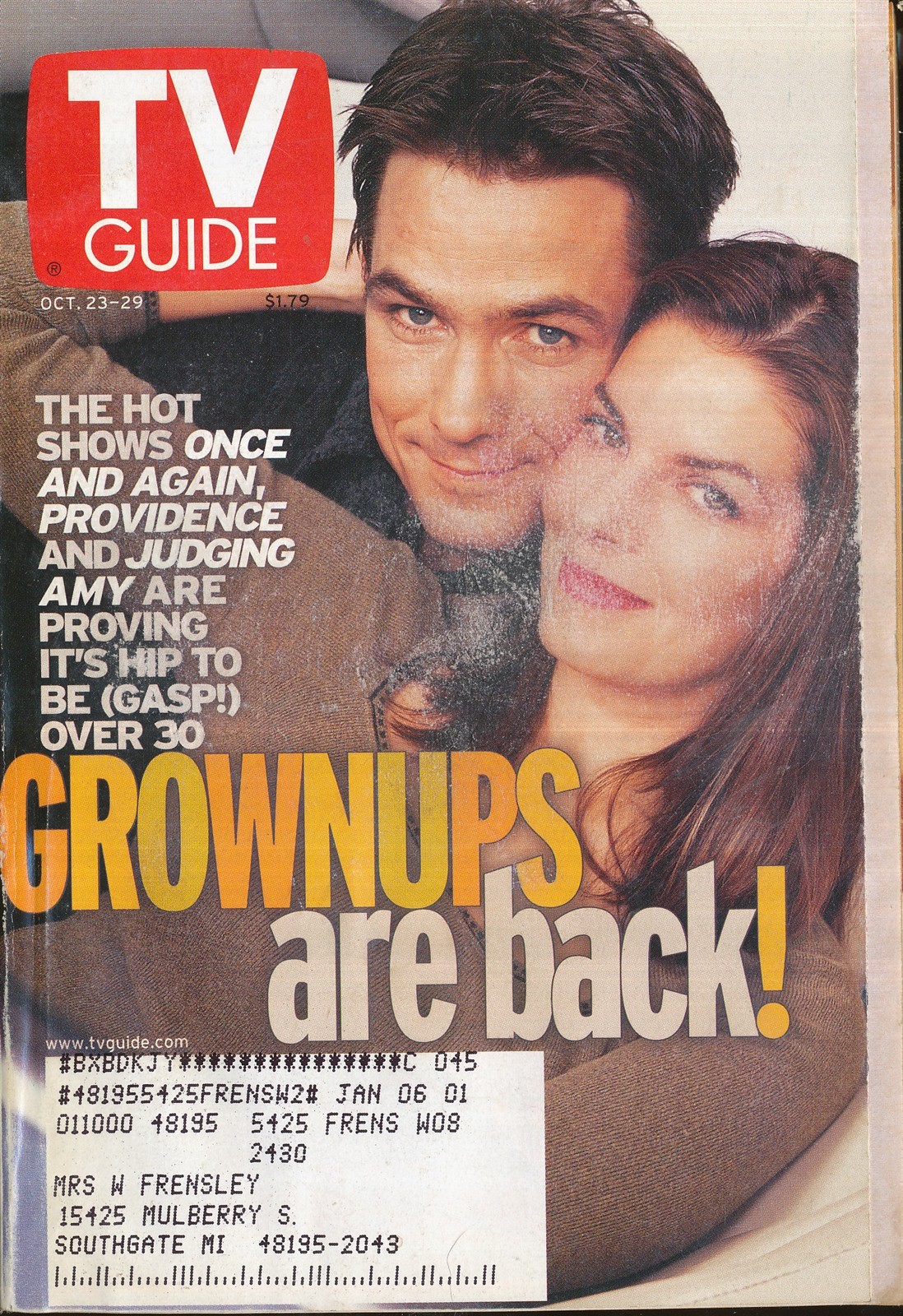 TV GUIDE MAGAZINE 1999 OCT 23-29 AGED TO PERFECTION (FAIR/GOOD COND) DETROIT ED.