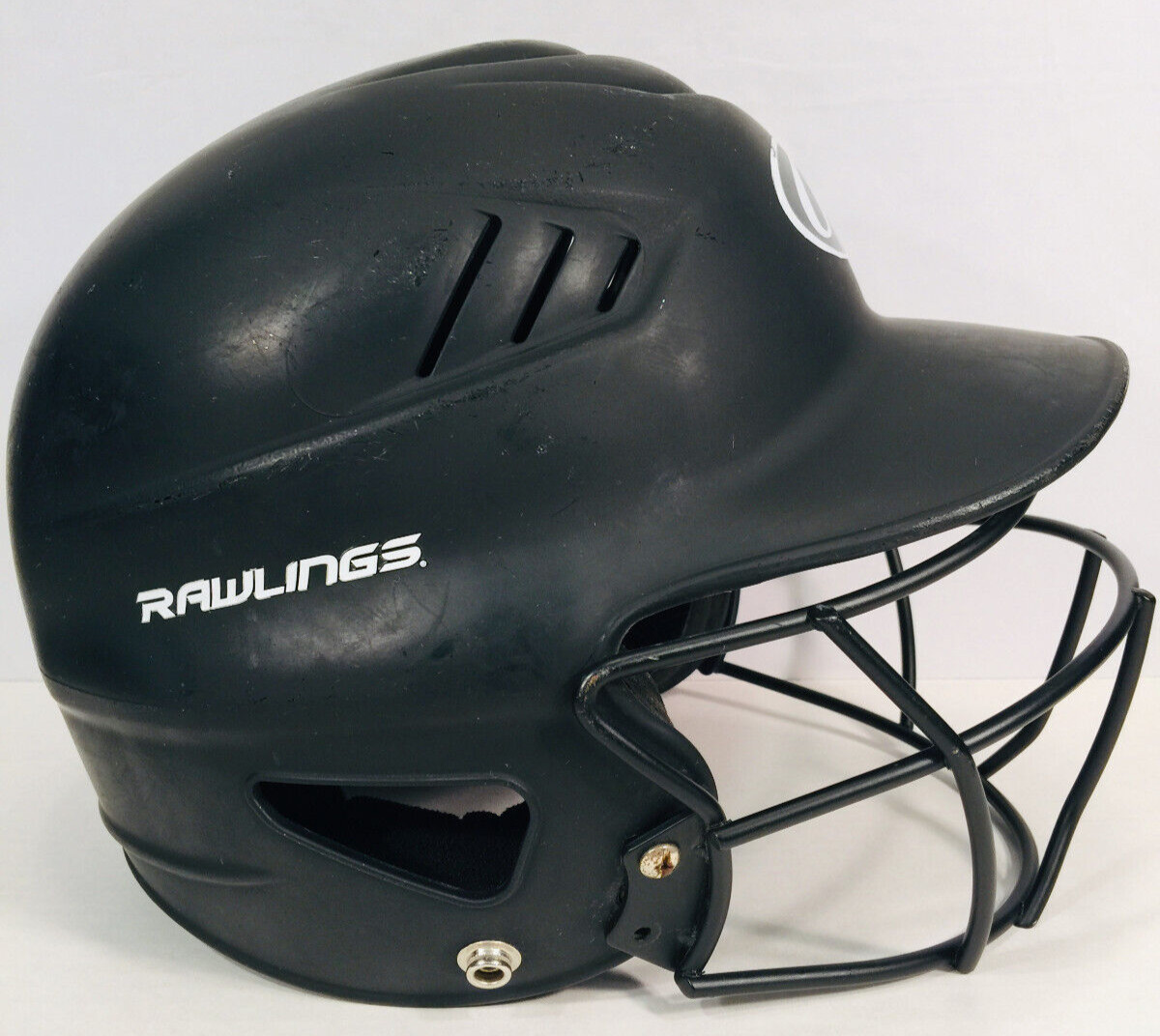 Rawlings Blk Youth Baseball Batting Helmet w/ Face Guard #RCFH, Sz 6 1/2 - 7 1/2