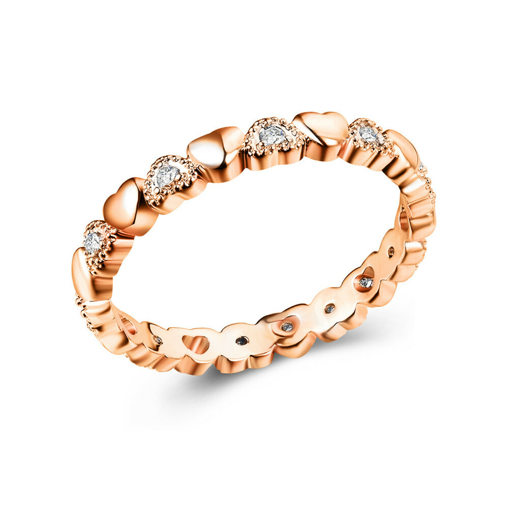 Elegant Rose Gold Plated Rings for Women Jewelry Cubic Zirconia Size 6-10