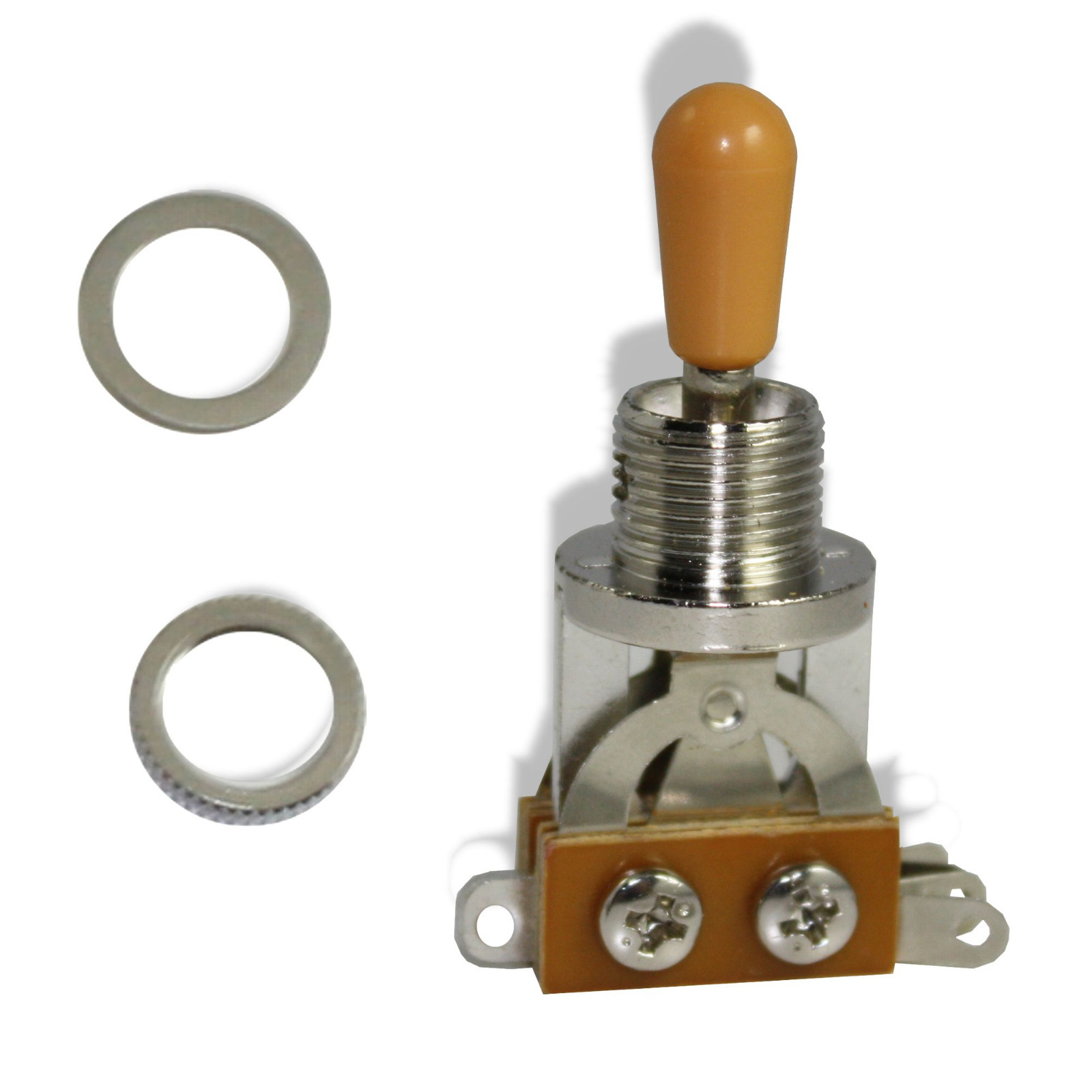 Switch, Toggle, 3 Way, Chrome with Amber Knob, Bitterroot 081301CHAM