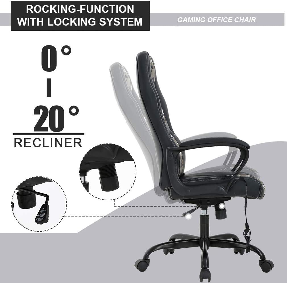 PC Gaming Chair Massage Office Chair Ergonomic Desk Chair Adjustable PU Leather