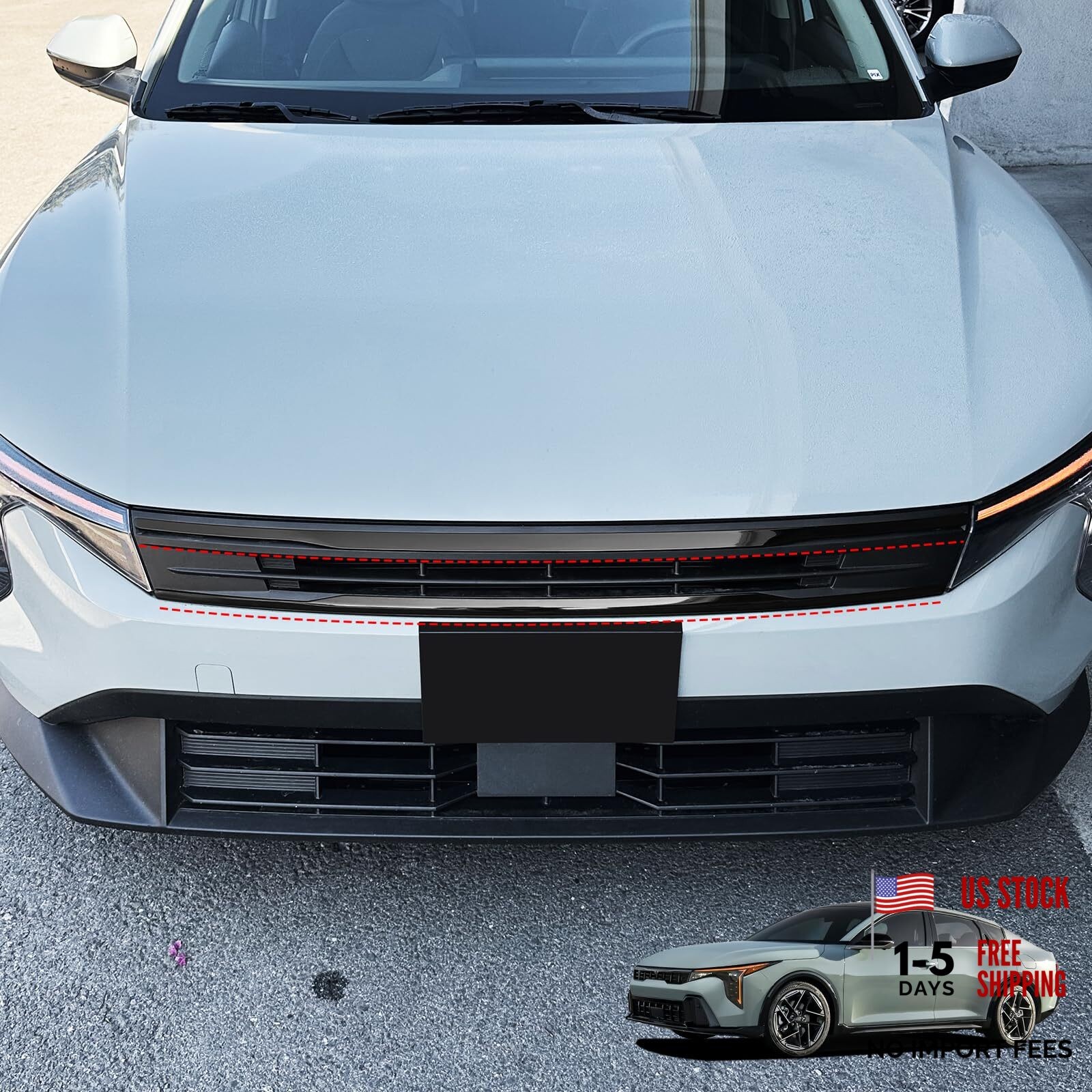 Grille Cover Trim Compatible with Kia K4 2025-2026 Accessories Glossy Black